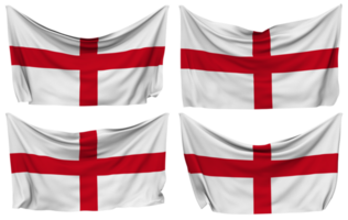 England Pinned Flag from Corners, Isolated with Different Waving Variations, 3D Rendering png