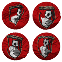 AFC Bournemouth, Boscombe Athletic Football Club Flag in Round Shape Isolated with Four Different Waving Style, Bump Texture, 3D Rendering png