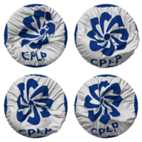 comunidad de portugués idioma países, cplp bandera en redondo forma aislado con cuatro diferente ondulación estilo, bache textura, 3d representación png