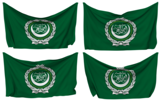 Arab League Pinned Flag from Corners, Isolated with Different Waving Variations, 3D Rendering png