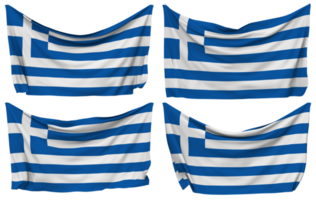 Griekenland vastgemaakt vlag van hoeken, geïsoleerd met verschillend golvend variaties, 3d renderen png