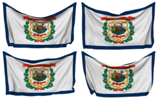 State of West Virginia Pinned Flag from Corners, Isolated with Different Waving Variations, 3D Rendering png