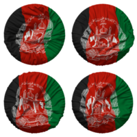 afghanistan vlag in ronde vorm geïsoleerd met vier verschillend golvend stijl, buil textuur, 3d renderen png