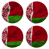 Wit-Rusland vlag in ronde vorm geïsoleerd met vier verschillend golvend stijl, buil textuur, 3d renderen png