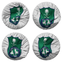 al ahli saudi fotboll klubb flagga i runda form isolerat med fyra annorlunda vinka stil, stöta textur, 3d tolkning png