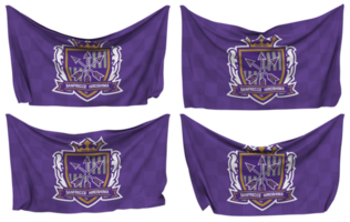 Sanfrecce Hiroshima Pinned Flag from Corners, Isolated with Different Waving Variations, 3D Rendering png