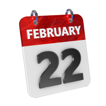 fevereiro 22 encontro 3d ícone isolado, brilhante e lustroso 3d Renderização, mês encontro dia nome, agendar, história png