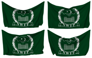 North West Frontier Province, NWFP Pinned Flag from Corners, Isolated with Different Waving Variations, 3D Rendering png