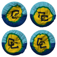 Caribbean Community, CARICOM Flag in Round Shape Isolated with Four Different Waving Style, Bump Texture, 3D Rendering png