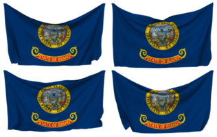 Zustand von Idaho festgesteckt Flagge von Ecken, isoliert mit anders winken Variationen, 3d Rendern png