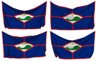 Sint Eustatius Pinned Flag from Corners, Isolated with Different Waving Variations, 3D Rendering png