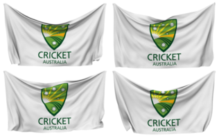 Kricket Australien, australisch Kricket Planke, ca, acb festgesteckt Flagge von Ecken, isoliert mit anders winken Variationen, 3d Rendern png