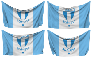 Malmö Fußball, Malmö ff festgesteckt Flagge von Ecken, isoliert mit anders winken Variationen, 3d Rendern png