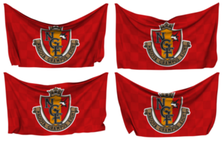 nagoya grampus Amerikaans voetbal club vastgemaakt vlag van hoeken, geïsoleerd met verschillend golvend variaties, 3d renderen png