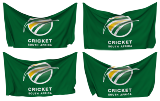 Cricket South Africa, CSA Pinned Flag from Corners, Isolated with Different Waving Variations, 3D Rendering png