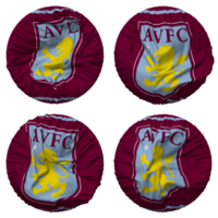 Aston Villa Football Club Flag in Round Shape Isolated with Four Different Waving Style, Bump Texture, 3D Rendering png