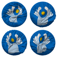 Commonwealth de indépendant États, cis drapeau dans rond forme isolé avec quatre différent agitant style, bosse texture, 3d le rendu png