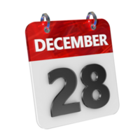 December 28 Date 3D Icon Isolated, Shiny and Glossy 3D Rendering, Month Date Day Name, Schedule, History png