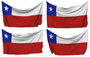 Chile Pinned Flag from Corners, Isolated with Different Waving Variations, 3D Rendering png