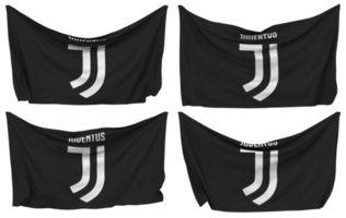 Juventus Football Club Pinned Flag from Corners, Isolated with Different Waving Variations, 3D Rendering png