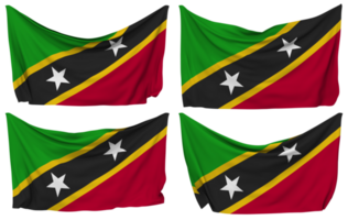 helgon kitts och nevis fästs flagga från hörn, isolerat med annorlunda vinka variationer, 3d tolkning png