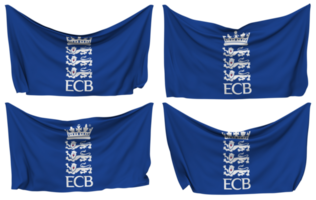 England und Wales Kricket Planke, ecb festgesteckt Flagge von Ecken, isoliert mit anders winken Variationen, 3d Rendern png