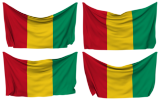 Guinea Pinned Flag from Corners, Isolated with Different Waving Variations, 3D Rendering png