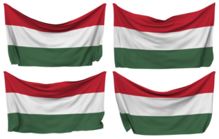 Hungary Pinned Flag from Corners, Isolated with Different Waving Variations, 3D Rendering png