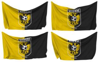 SBV Vitesse Arnhem Pinned Flag from Corners, Isolated with Different Waving Variations, 3D Rendering png