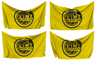 Fotballklubben Bodo Glimt Pinned Flag from Corners, Isolated with Different Waving Variations, 3D Rendering png