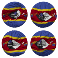 eswatini flagga i runda form isolerat med fyra annorlunda vinka stil, stöta textur, 3d tolkning png