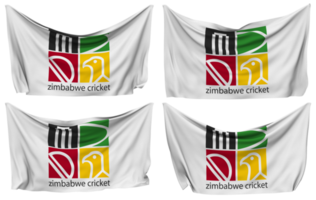 Zimbabwe Cricket, ZC Pinned Flag from Corners, Isolated with Different Waving Variations, 3D Rendering png