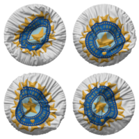 bord van controle voor krekel in Indië, bcci vlag in ronde vorm geïsoleerd met vier verschillend golvend stijl, buil textuur, 3d renderen png