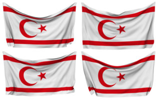 Northern Cyprus Pinned Flag from Corners, Isolated with Different Waving Variations, 3D Rendering png