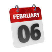 February 6 Date 3D Icon Isolated, Shiny and Glossy 3D Rendering, Month Date Day Name, Schedule, History png