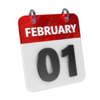 February 1 Date 3D Icon Isolated, Shiny and Glossy 3D Rendering, Month Date Day Name, Schedule, History png