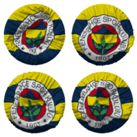 Fenerbahce Spor Kulubu Flag in Round Shape Isolated with Four Different Waving Style, Bump Texture, 3D Rendering png