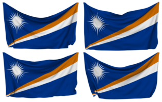 Marshall Islands Pinned Flag from Corners, Isolated with Different Waving Variations, 3D Rendering png