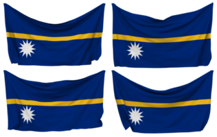 Nauru Pinned Flag from Corners, Isolated with Different Waving Variations, 3D Rendering png