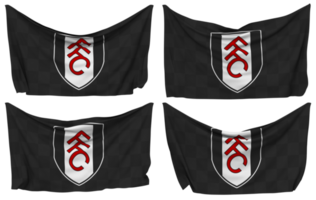 fulham calcio club appuntato bandiera a partire dal angoli, isolato con diverso agitando variazioni, 3d interpretazione png