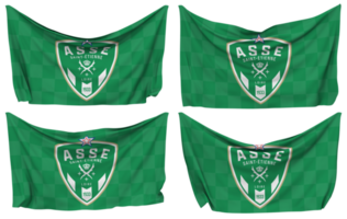 Association Sportive de Saint Etienne Loire, AS Saint Etienne, ASSE Pinned Flag from Corners, Isolated with Different Waving Variations, 3D Rendering png