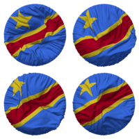 DR Congo Flag in Round Shape Isolated with Four Different Waving Style, Bump Texture, 3D Rendering png