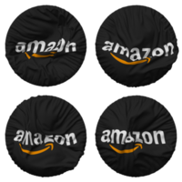 Amazonas rede Serviços bandeira dentro volta forma isolado com quatro diferente acenando estilo, colisão textura, 3d Renderização png