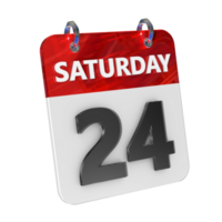 Saturday 24 Date 3D Icon Isolated, Shiny and Glossy 3D Rendering, Month Date Day Name, Schedule, History png