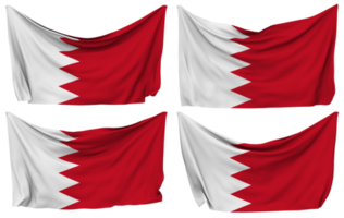 Bahrain Pinned Flag from Corners, Isolated with Different Waving Variations, 3D Rendering png