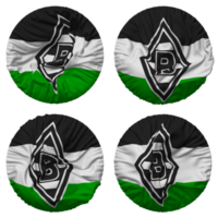 Borussia Monchengladbach, Borussia MG, BMG Flag in Round Shape Isolated with Four Different Waving Style, Bump Texture, 3D Rendering png