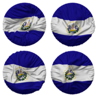 El Salvador Flag in Round Shape Isolated with Four Different Waving Style, Bump Texture, 3D Rendering png