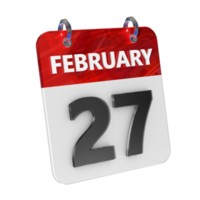 February 27 Date 3D Icon Isolated, Shiny and Glossy 3D Rendering, Month Date Day Name, Schedule, History png