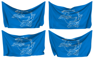 Universal- Post- Union, upu festgesteckt Flagge von Ecken, isoliert mit anders winken Variationen, 3d Rendern png