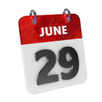 June 29 Date 3D Icon Isolated, Shiny and Glossy 3D Rendering, Month Date Day Name, Schedule, History png